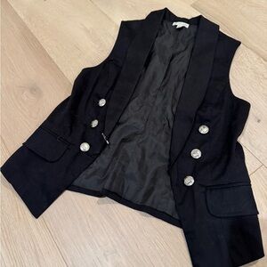 Guess Black Sleeveless Vest with Silver Buttons
